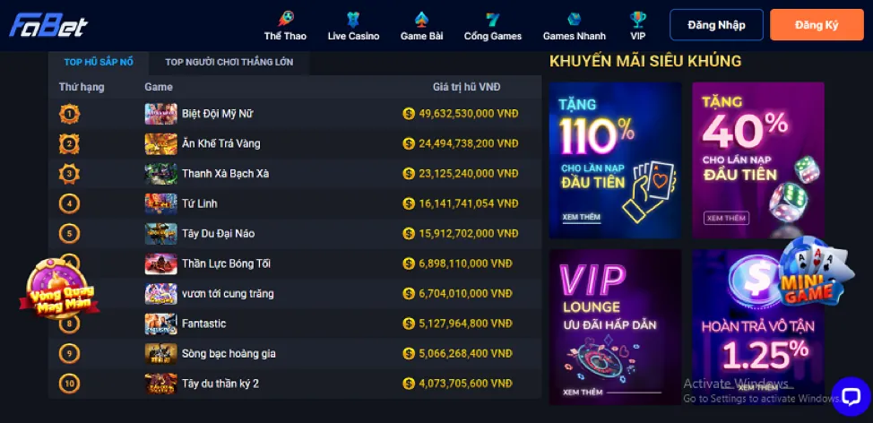 Hướng dẫn Trò chơi Nổ hũ/Slots